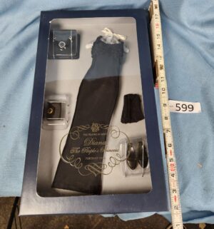 d599- Franklin Mint Princess Diana The Peoples Princess Portrait Doll Black Sequinned Gown Ensemble