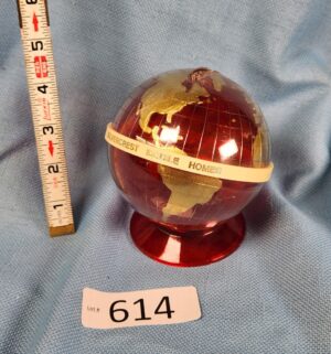 d614- 1960s Red Globe Coin Bank. Silvercrest mobile homes