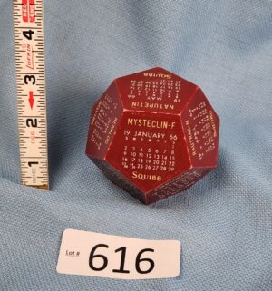 d616- 1960s dodecahedron Squibb Desk Calendar