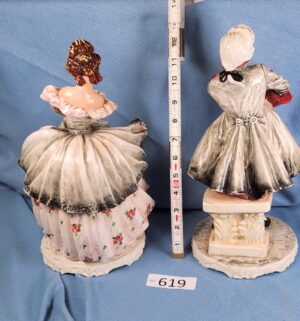 d619- SIGNED CARLO MOLLICA ITALY LADY & GENT Capodimonte Victorian Figurines - Image 4