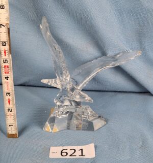 d621- Crystal Eagle Figurine. West Germany. Etched bible verse