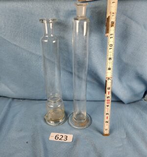 d623- antique glass lab graduated cylinders