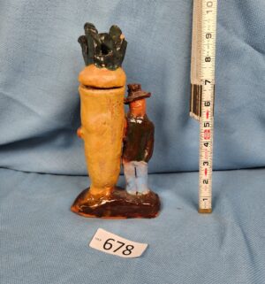d678- Large Clay Carrot Jar. Antique Folk Art