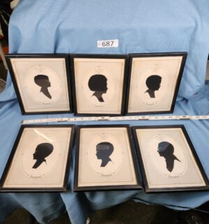 d687- Vintage Disneyland framed silhouette portraits