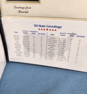 d768- Golden Replicas of the 50 State Greet Stamps. 22kt gold - Image 5