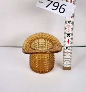 d796- EAPG 1902 Amber Tapered Block Hat toothpick holder