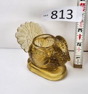 d813- Mosser Glass Turkey Toothpick Holder yellow