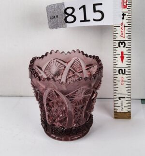 d815- Vintage Imperial Glass Daisy & Button Amethyst Purple Toothpick Holder
