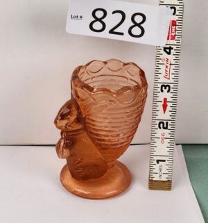 d828- Fenton Pink Glass Rabbin Toothpick/ Egg Holder