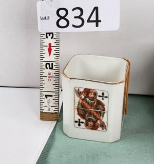 d834- Antique Playing Card Toothpick Holder Czechoslovakia