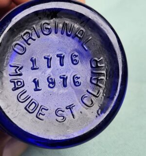 d838- Original Maude St. Clair Bicentennial Toothpick Holder Cobalt Blue Gold Accents - Image 3
