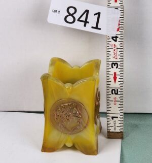d841- St. Clair Yellow Glass Toothpick Holder