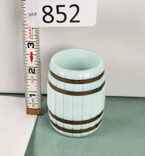 d852- Antique Milk Glass barrel Toothpick Holder