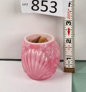 d853- 1890s PINK OPAL CASED GLASS SHELL & SEAWEED TOOTHPICK HOLDER