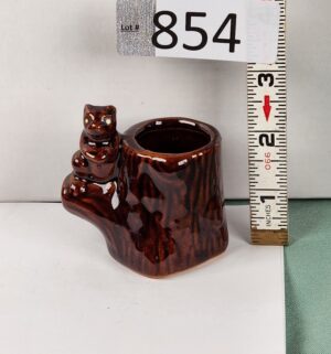 d854- Cat Chupacabra Tree Trunk Toothpick Holder