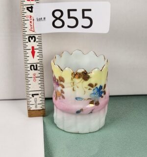 d855- Fenton Art Glass Peach Crest Toothpick Holder