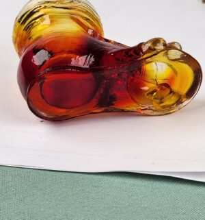 d858- DEGENHART SHOE TOOTHPICK HOLDER AMBER - Image 3
