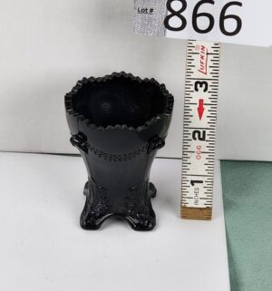 d866- L.E. Smith Art Nouveau black amethyst Toothpick Holder