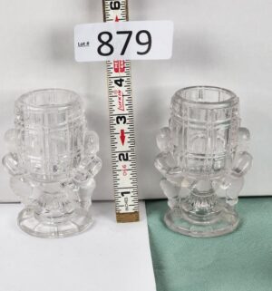 d879- Antique McKee Glass Peek-a-Boo Toothpick Match Holder
