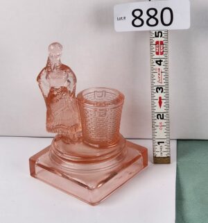d880- Pretty Maiden pink glass toothpick holder