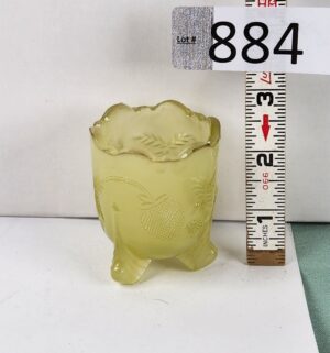 d884- Antique Vaseline Glass Toothpick Holder