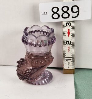 d889- Degenhart purple amethyst glass bird toothpick holder