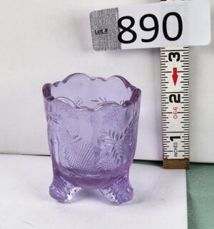 d890- Antique Lavendar Glass toothpick Holder