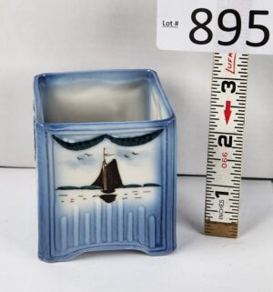 d895- Denmark Sailboat Porcelain toothpick holder