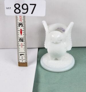 d897- Owl Westmoreland milk glass toothpick holder