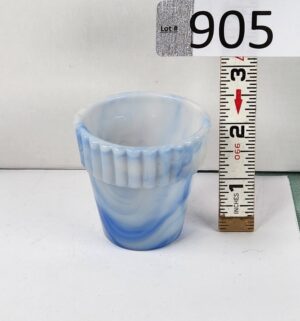 d905- Akro Agate slag glass flower pot