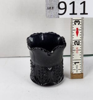 d911- LE Smith Black Glass Toothpick Holder