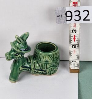 d932- Vintage Ceramic Donkey Barrel Toothpick Holder