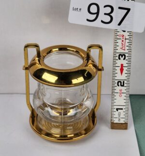 d937- Laben Brass & Clear Glass Toothpick Holder Votive