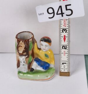 d945- 1950s Japan Boy w/ Dog Toothpick holder