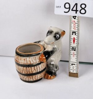 d948- Vintage Mid Century Porcelain Bear toothpick holder Made in Occupied Japan