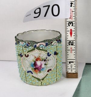 d970- Antique Japanese Toothpick Holder Nippon moriage ware