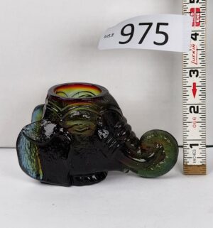 d975- Degenhart Art Glass Elephant Head Toothpick Holder