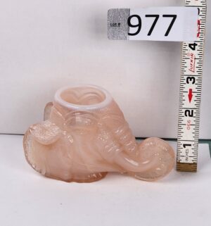 d977- Degenhart Art Glass Elephant Head Toothpick Holder