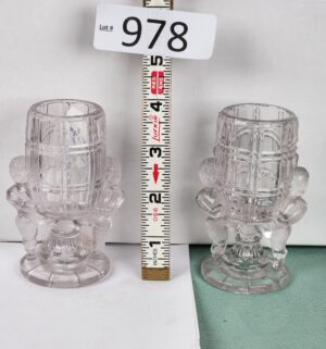 d978- (EAPG) Peek-a-Boo cherub toothpick holders McKee Glass