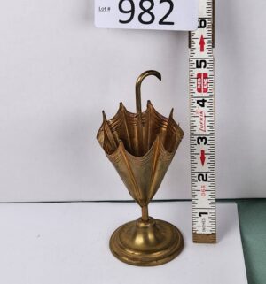 d982- Art Deco Brass Umbrella Toothpick Holder