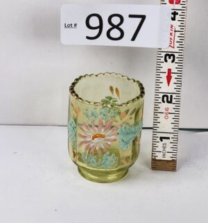 d987- Handpainted Bohemian Glass Toothpick Holder