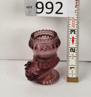 d992- Degenhart purple amethyst glass bird toothpick holder