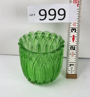 d999- lime green glass votive candle holder Faroy USA