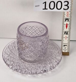 d1003- EAPG Sun Purple Toothpick Holder w/ Saucer