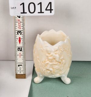 d1014- Lefton porcelain bisque egg-shaped toothpick holder