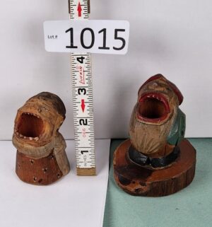 d1015- vintage Anri Big Mouth figures from Italy are hand-carved wood match holders