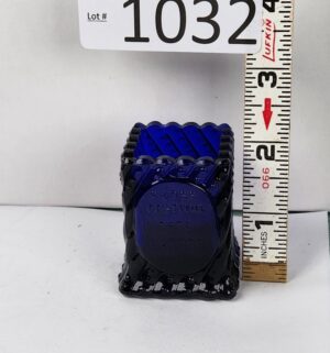d1032- St. Clair Cobalt Blue Glass Toothpick Holder. 1972 Elwood, Indiana Glass Festival.