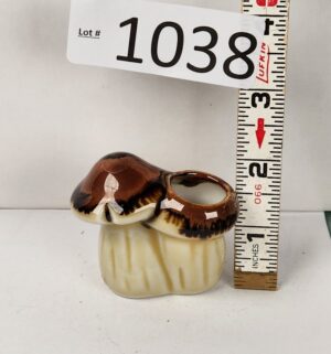 d1038- 1970s ceramic mushroom toothpick holder