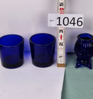 d1046- Vintage Cobalt Glass Toothpick Holders