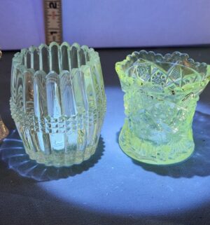 d1108- Set of 3 Manganese Glass Toothpick Holders - Image 3